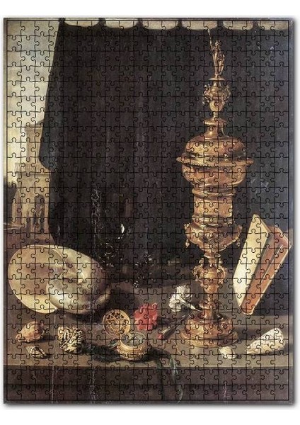 Masa Üzerinde Yağdanlık ve Antika Eşyalar 120 Parça Puzzle Yapboz Mdf (Ahşap)
