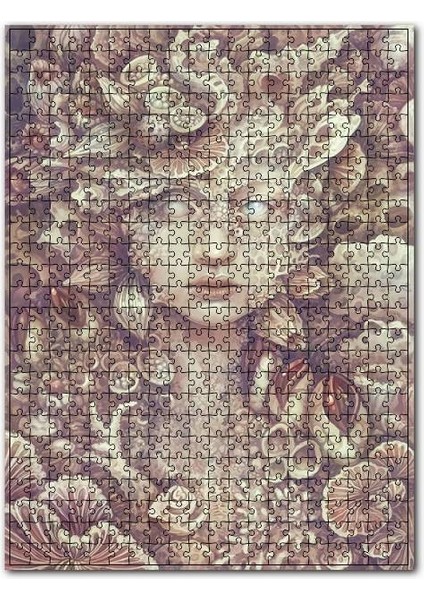 Sepya Deniz Canlıları Arasında Mistik Kadın 120 Parça Puzzle Yapboz Mdf (Ahşap)