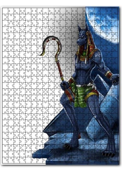 Anubis ve Kancalı Asası 120 Parça Puzzle Yapboz Mdf (Ahşap)