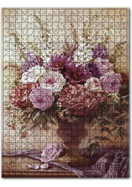 Mermer Vazo Içindeki Karışık Çiçekler 120 Parça Puzzle Yapboz Mdf (Ahşap)
