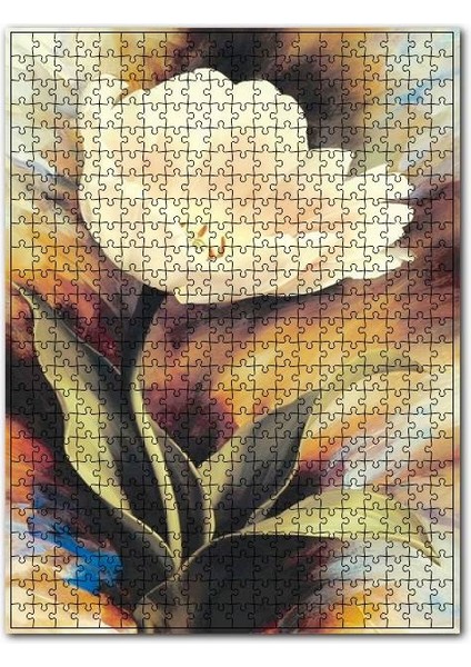 Beyaz Zambak Rengarenk Arkaplan 120 Parça Puzzle Yapboz Mdf (Ahşap)