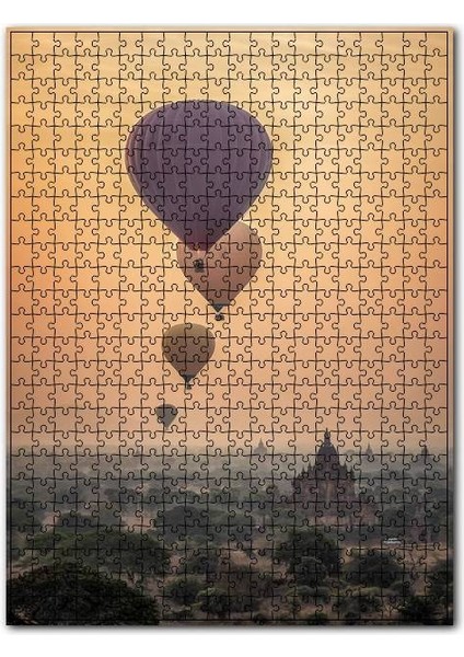 Sisler Içindeki Şehir ve Sıcak Hava Balonları 120 Parça Puzzle Yapboz Mdf (Ahşap)