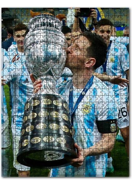 Kupa Amerika 2021 Messi Kupa Sevinci 120 Parça Puzzle Yapboz Mdf (Ahşap)