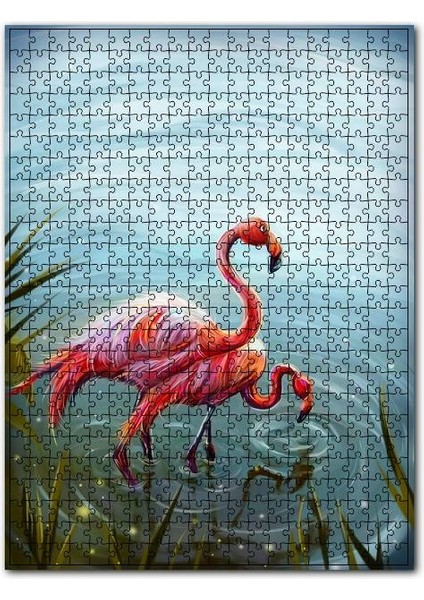 Gölde Bir Çift Flamingo 120 Parça Puzzle Yapboz Mdf (Ahşap)