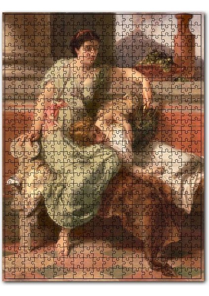 Kanepede Oturan Kadın ve Dizinde Uyuyan Küçük Kız 120 Parça Puzzle Yapboz Mdf (Ahşap)