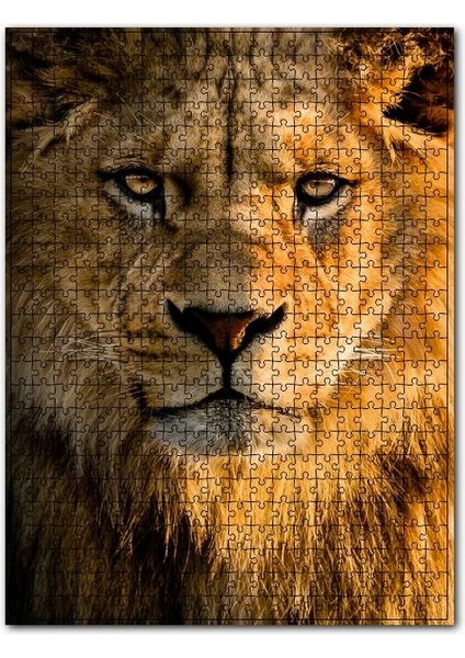 Görkemli Bakışlar Erkek Aslan Yakın Çekim 120 Parça Puzzle Yapboz Mdf (Ahşap)