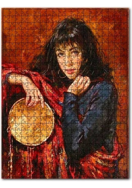 Çingene Kadın ve Defi 120 Parça Puzzle Yapboz Mdf (Ahşap)
