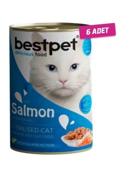 6 Adet - Bestpet Sterilised Somonlu Kısırlaştırılmış Kedi Konservesi 400 gr