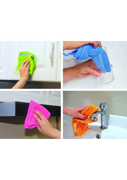 Vıscomop Microshine Parlak Dolgulu Temizlik Bezi 4'lü Set