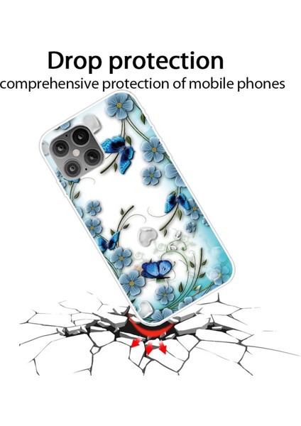 Apple iPhone 12 Mini Için Baskılı Esnek Tpu Koruyucu Kılıf - Çiçek ve Kelebek (Yurt Dışından)