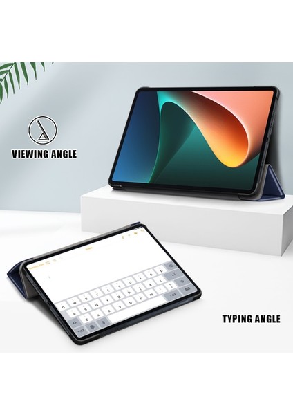 Xiaomi Pad 5 Pro Için Pu Deri Standlı Otomatik Kapanma Özellikli Tablet Kılıfı - Koyu Mavi (Yurt Dışından)