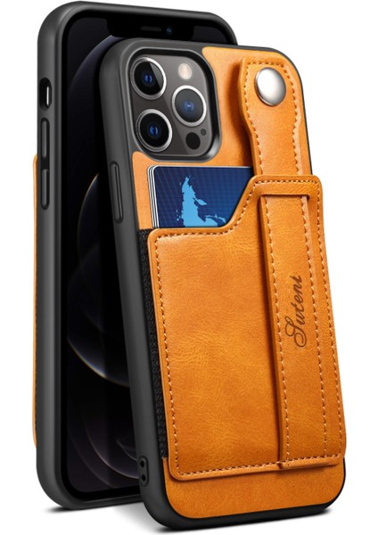 Khaki IPHONE13PROMAX Cüzdanlı ve Kapaklı Kart Kılıfı Bilek Kayışı Case Arka (Yurt Dışından)