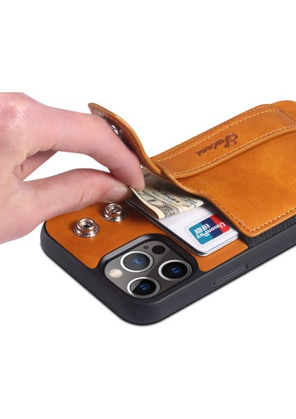 Khaki IPHONE13PROMAX Cüzdanlı ve Kapaklı Kart Kılıfı Bilek Kayışı Case Arka (Yurt Dışından) fırsatları