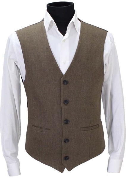 Erkek Yelek V Yaka Kahve Balıksırtı 50353