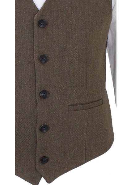 Erkek Yelek V Yaka Kahve Balıksırtı 50353 fırsatları