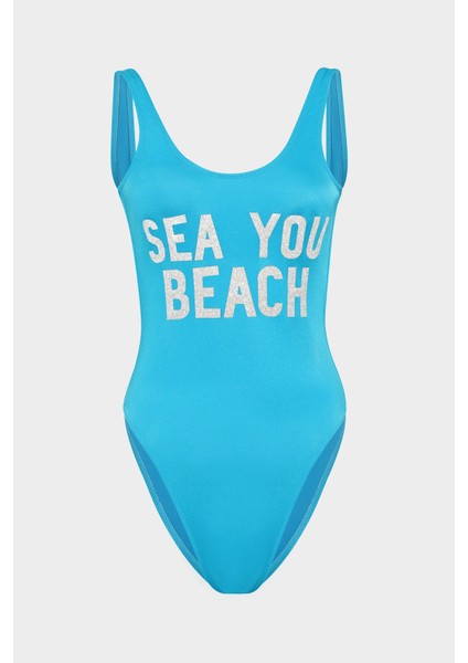 Açelya Okcu Sea You Beach Sloganlı Push Up Mayo