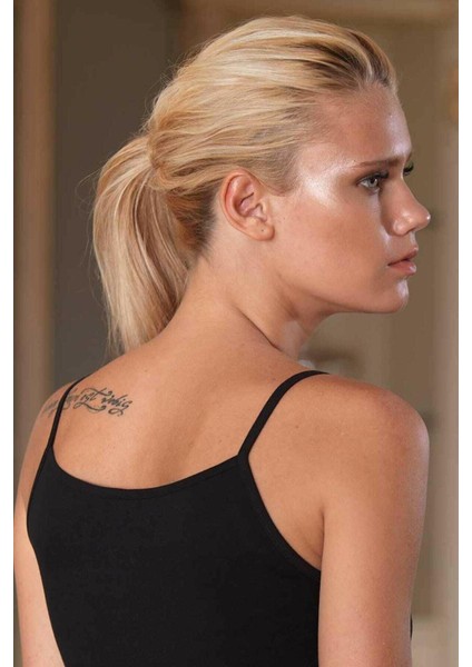 MB001 Kadın Siyah Ribalı Ip Askılı Atlet fiyatları