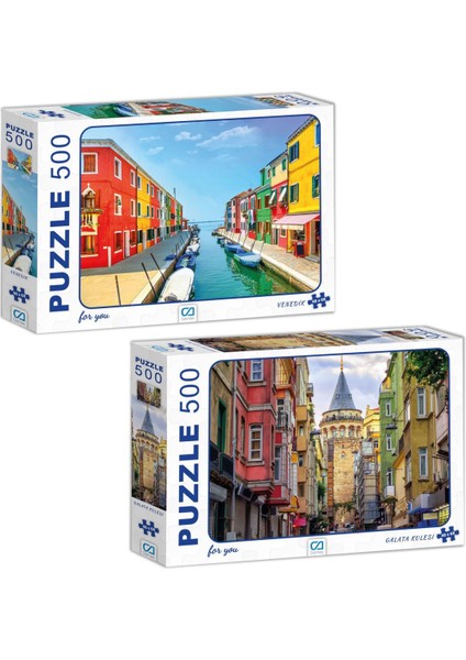 Venedik - Galata Kulesi 500 Parça Puzzle 2'li Set