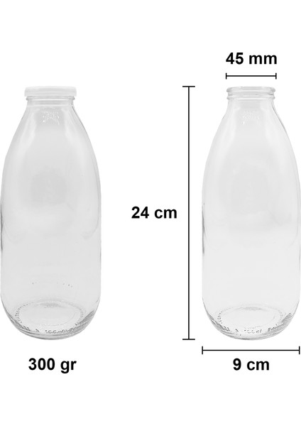 1000 cc Şeffaf Süt, Ayran, Limonata Şişesi Plastik Kapaklı 1000 ml Yuvarlak Cam Şişe 1 Adet