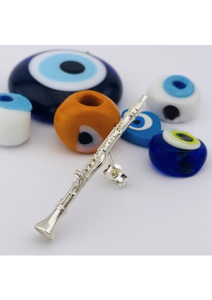 Gümüş Klarnet Tek Küpe (BG-KP-177)