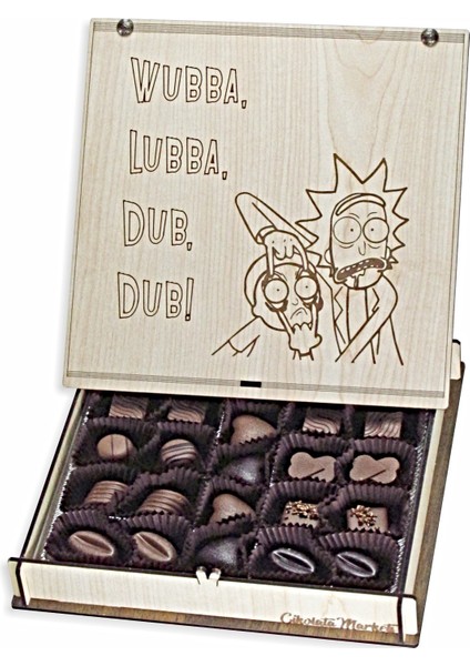 Rick And Morty Temalı, Ahşap Kutulu Hediyelik Çikolata