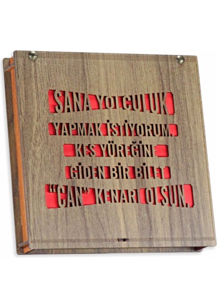 Sana Yolculuk Yapmak Istiyorum. Kes Yüreğine Giden Bir Bilet Can Kenarı Olsun... Ahşap Kutulu Hediyelik Çikolata