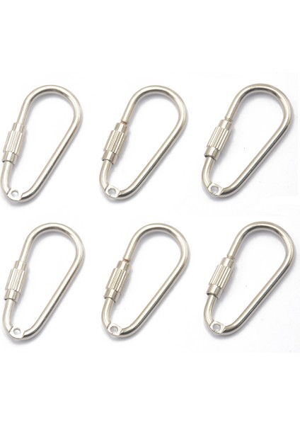 6 Çelik Katı Karabina D-Rıng Klip Kanca Tırmanma Anahtarlık Vida Kilitleme (Yurt Dışından)