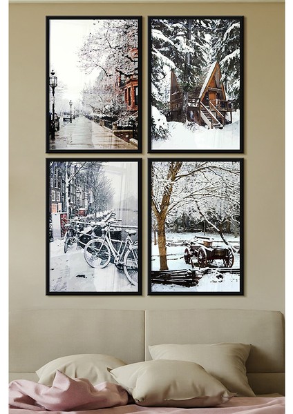 Çerçeveli Tablo Çerçeveler Dekorasyon Ev Dekoru Kar Kış Konsepti Çerçeveler Özc-65