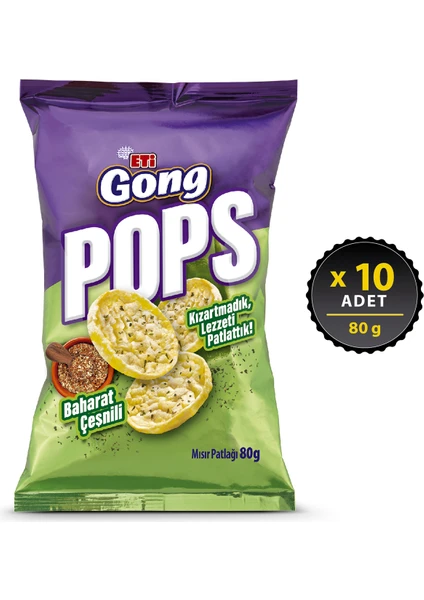 Gong Pops Baharatlı Mısır Patlağı 80 g x 10 Adet