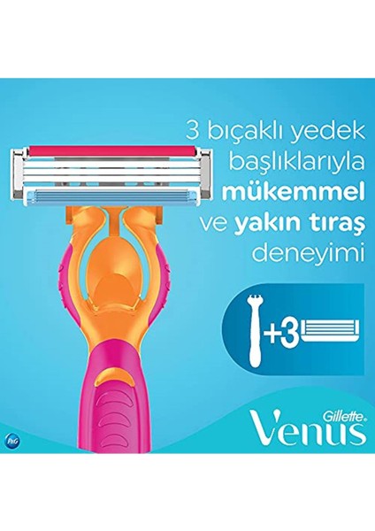 Gillette Simply Venus 3 Tıraş Makinesi + Yedek Tıraş Bıçağı 3'lü Tıraş Bıçağı