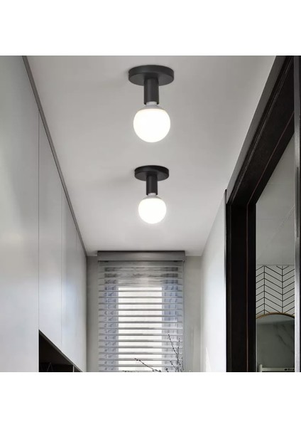 Tavana Sıfır Plafonyer Metal Siyah Avize E-27 Duy BUREZE1053