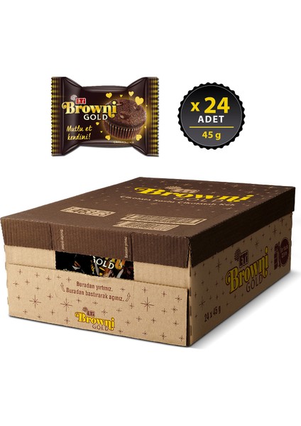 Browni Gold Çikolata Soslu Çikolatalı Kek 45 g x 24 Adet