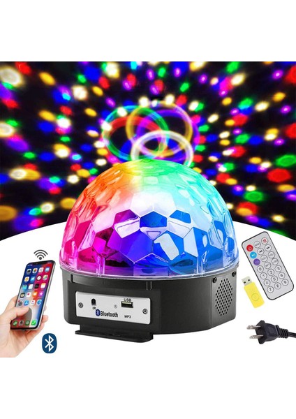 LED Magic Cristal Sihirli Küre Bluetooth'lu Kumandalı USB Girişli Parti ve Disko Topu