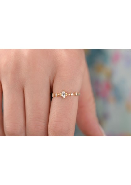 Markiz Kesim Zirkon Yüzük, Altın Zarif Kadın Yüzüğü, 14 Ayar Altın Yüzük indirimleri