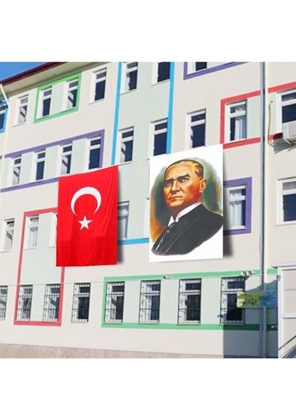 Atatürk Posteri ve Türk Bayrağı Raşel Kumaş 150X225 cm -6