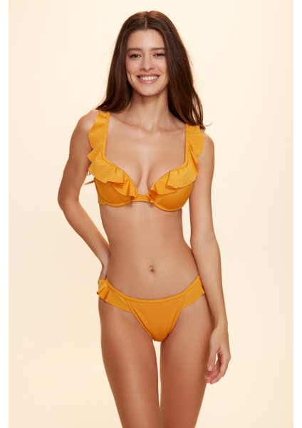 Maya Double Push-Up Volanlı Bikini Tek Üst Sarı 229101 fiyatları