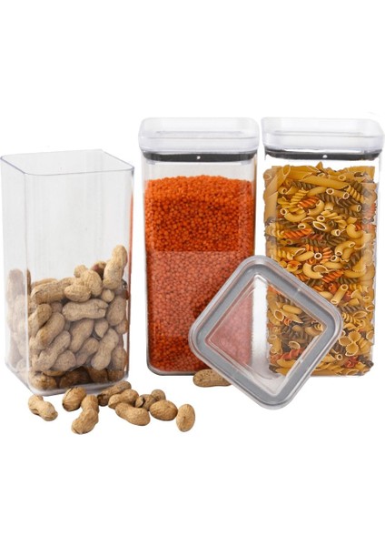 Vakum Kapaklı Kristal Saklama Kabı 1700 ml 3'lü