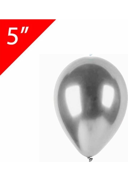 5 Inç Krom Gümüş Mini Balon 10 Adet