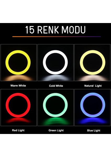 MJ20 Rgb Ring Light 20CM LED Video Işığı (Ayak Dahil)