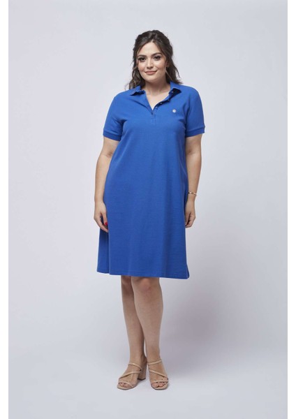 3010 Saks Günlük Tarz Lacoste Kumaş Büyük Beden Elbise modelleri