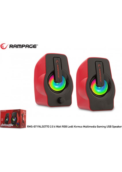 Rms-G7 Falsetto 6W 1+1 7l Led Işıklı Desktop USB Speaker Kırmızı