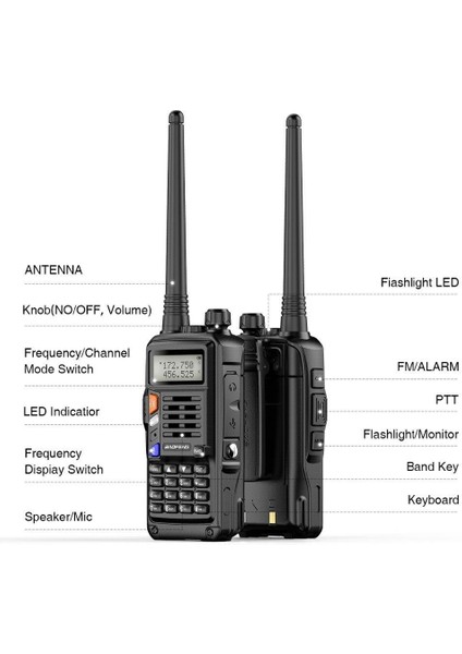 Baofeng Uvs9 Plus 8W 2800MAH Fm Uhf/vhf El Telsiz