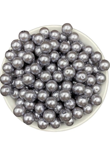 12MM Gri Renk Cam Inci Boncuk, Takı Aksesuar Yapım Boncuğu (50GR,-23ADET )