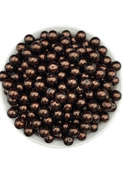 10MM Kahverengi Cam Inci Boncuk, Takı Aksesuar Yapım Boncuğu (50GR,-38ADET)