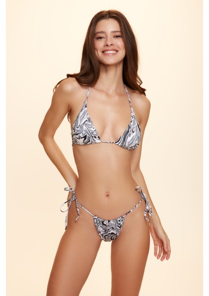 Aqua Üçgen Bikini Tek Üst Ebruli Desenli 229104