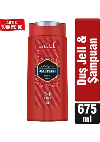 Old Spice Duş Jeli & Şampuan Captain 675 ml Extra Büyük Boy