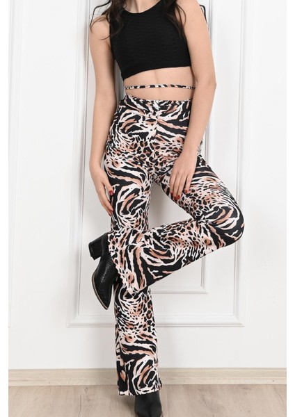 Leopar Desenli Yüksek Bel Tayt -1 6079-22 indirimleri
