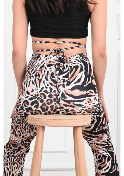 Zebra Desenli Yüksek Bel Tayt -2 6079-22