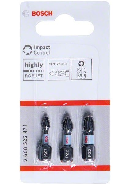 Impact Yıldız Bits Uç PZ1/2/3X25 mm 3'lü 2608522471