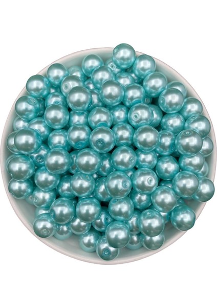 14MM Mavi Renk Cam Inci Boncuk, Takı Aksesuar Yapım Boncuğu (100GR,-30 Adet )